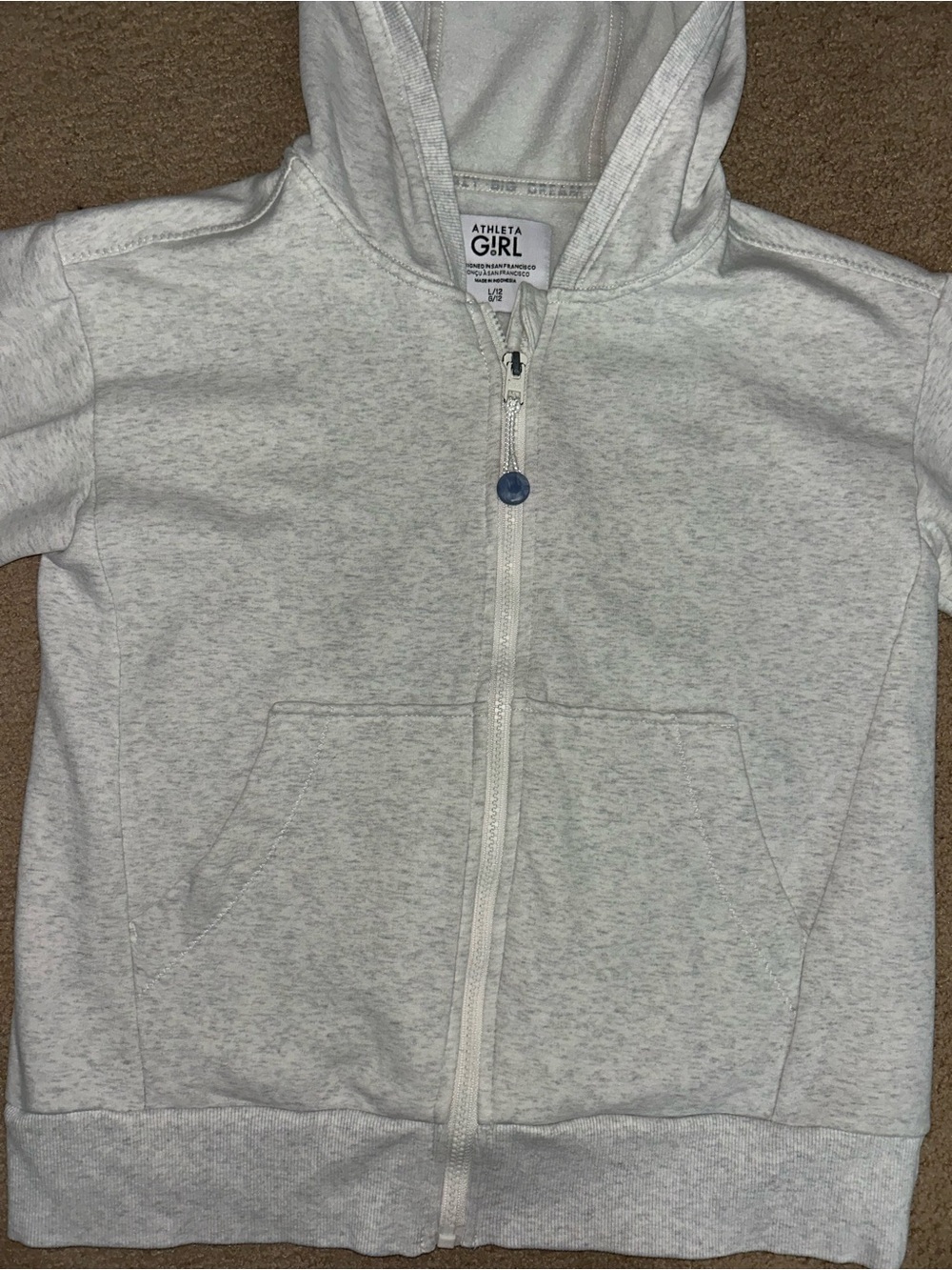 Athleta Heather Light Gray Girls Zip Hoodie - Picture 2 of 4